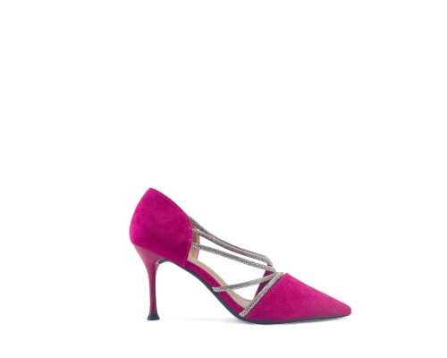 Zapato De Tacón Cerrado Brillo Efecto Ante